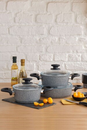 TitanGranit Gray 6 Piece Cookware Set ems176 - Emsan