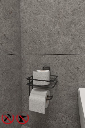 Toilet Paper Rack Bathroom Organizer with Strong Adhesive Spare Shelf - Alper Banyo