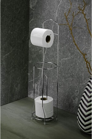 Toilet Roll Holder with Pedestal Wc Paper and Spare Paper Reservoir Round Chrome - Sas Haus