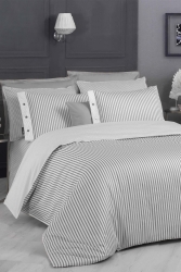 Tommy Gray Double 100% Cotton Satin 233 TC Duvet Cover Set SAREV. 3181545002 - Sarev