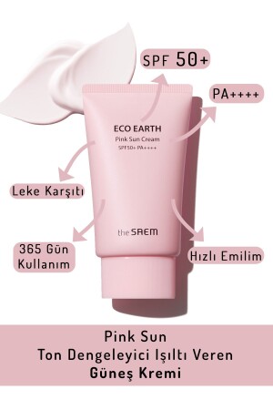 Tone Balancing Radiant Sun Cream 50 gr - Eco Earth Pink Sun Cream SPF 50+ and PA++++ - The Saem