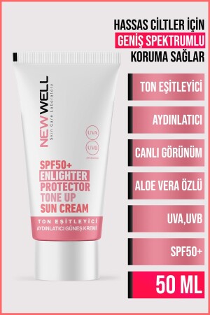 Tone Equalizing High Protection Effective SPF50+ Brightening Pink Face Sun Cream 50 ml - New Well