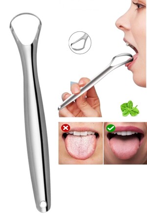 Tongue Cleaner Stainless Steel Oral Care Brush Tongue Plaque Removal Tongue Scraper 1 Piece - İndirimkap