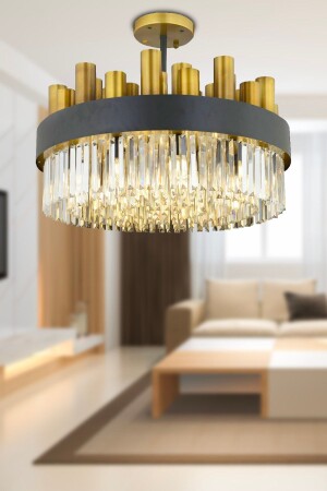 Torre 60' Crystal, Stone Modern Design Crystal Living Room Chandelier 3103-60-BL - Apliqa