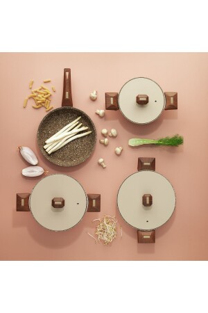 Toscana Kochgeschirr-Set aus Gusseisen, 7-teilig, cremefarben, 1S7021-20003-KRM01 - Schafer