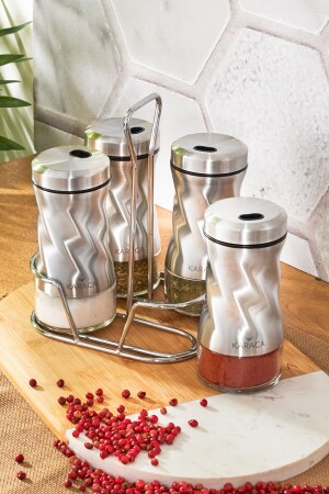 Tottori Inox 5 Piece Square Glass Spice Set 153. 03. 06. 4728 - Karaca