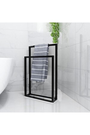 Towel Holder Footed Model 2-Piece Black MHG-0053 - Mirayevim