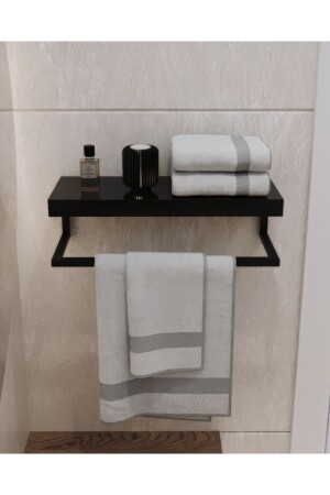 Towel Holder Wall Mounted Shelf Accessory Holder Shawl Rack Home Bathroom Kitchen Organizer Multi-Purpose Shelf Black AJU-411 - AJU