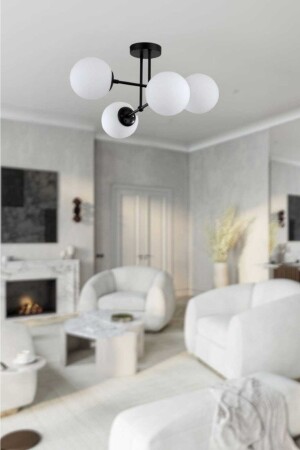 Tower 4-Piece Black Modern Chandelier (with white Glass) KLE-SYH-04 - BSA LIGHTING