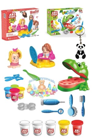 Toy Dino Dentist Play Dough Set Hairdresser Dough Set 2in1 Licensed Keychain Gift dop10916040igo - Fırsat Oyuncak