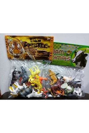 Toy Plastic Animal Sets 1 pack of Wild Animals 1 pack of Farm Animals Set of 2 (tiny Size) - Vardem