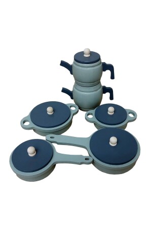 Toy Pot Pan Teapot Kitchen Set (GREEN) - Hedef Ahşap