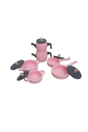 Toy Pot Pan Teapot Kitchen Set (PINK) - Hedef Ahşap