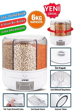 Tr-4761 Dry Food Pulses 6-Piece Food Storage Container 360° Rotating Food Organizer Kitchen Organizer 2023-NEW-STORAGE-CONTAINER - yopigo