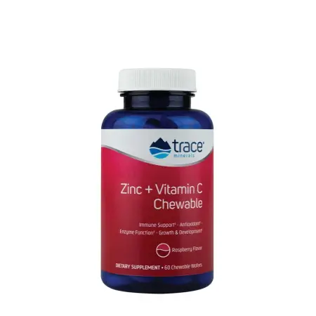 Trace Minerals Zinc + Vitamin C Chewable (60 Chewables, Raspberry) - Trace Minerals