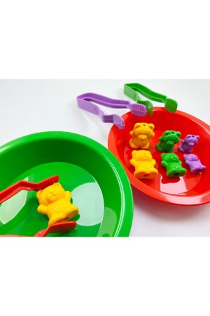 Transfer Set (6 Tweezers - 6 Bowls) Bears Color and Size Sorting (36 Pieces) Set of 2 AKTRMAYCK - MİR
