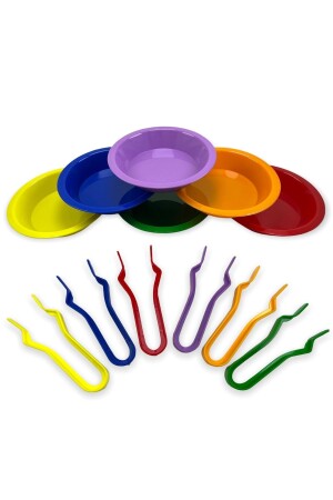 Transfer Set - Bowl and Tweezers Set Montessori (6 BOWLS, 6 PIECES OF TWEEERS, 12 PIECES) - Bambapaw