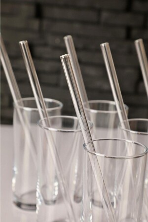 Transparent 6-Piece Glass Curved Straws - Seram Collection