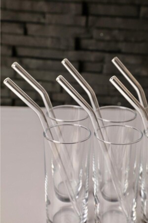Transparent 6-Piece Glass Curved Straws - Sin@Rasta
