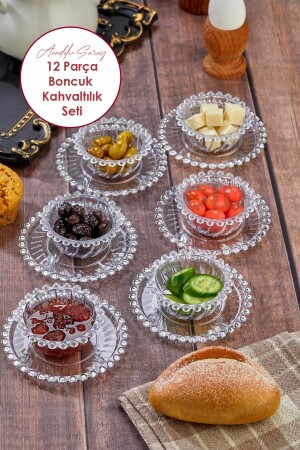 Transparent Acrylic 12 Piece Bead Breakfast Set Sugar Bowl Sauce Bowl Set Tea Cup Dishes - Anadolu Saray
