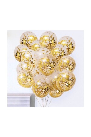 Transparent Balloon Set with Gold Confetti - 10 Pieces - Balonevi
