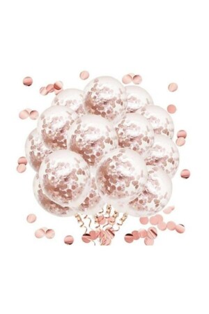 Transparent Balloon Set with Rose Gold Confetti 10 Pieces - Balonevi