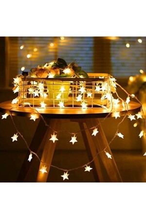 Transparent Cable Star Shaped Daylight Color Electric LED Light 5 m - Şahane Parti