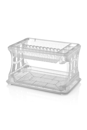 Transparent Honeycomb Textured Easy to Disassemble 2 Layer Plate Rack Dish Rack Cutlery 45x29 H:28 Dish Basket LYN0904231245 - abnturk