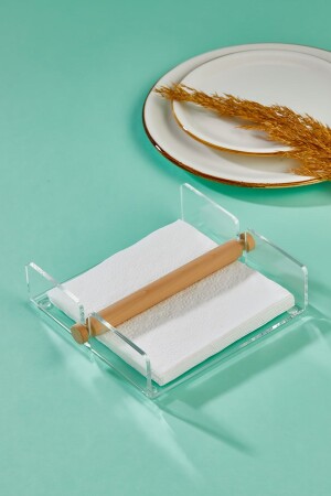 Transparent Methacrylate Acrylic Plexiglass Napkin Holder with Wooden Sticks V2BLKPLKS - Blok Design