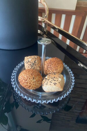 Transparent Mini Beaded Edged Silver Shelf Glass Service Presentation Plate 16 Cm TYC00693373136 - Heritage