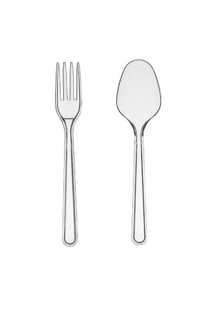Transparent Plastic Spoon (300 Pieces) Transparent Plastic Fork (300 Pieces) - Elif Mağazacılık