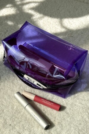 Transparent Purple PVC Makeup Bag - Synee