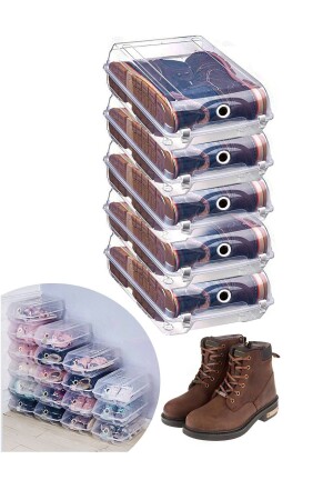 Transparent Shoe Storage Organizer Box 5-Piece Boot Box - Hitfoni