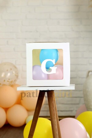 Transparente weiße Ballonbox und Ballon-Set mit Buchstabe G, DIY-Dekoration für Baby- und Kindergeburtstage - Patladı Gitti