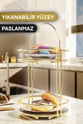 Treat 2-lagiger 40 cm goldener Luxus-Kekshalter, Tablett, Präsentationsorganisator, Küchenorganisator A05 - Bino