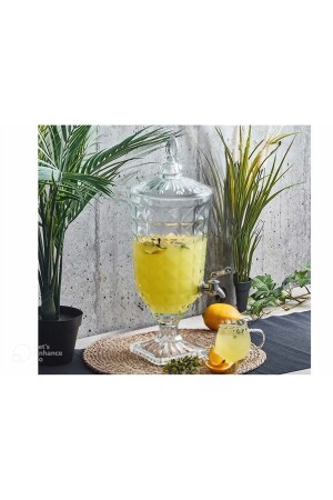 Trend 3.5 Lt Glass Dispenser with Tap Sherbet Bowl Party Demijohn Soft Drink Dispenser family38 - family kitchen