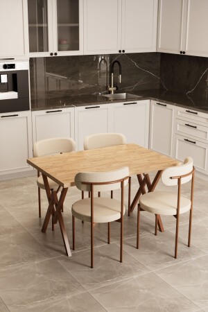 Trend 4-Person Kitchen Table Set Atlantic Pine-Cream-Brown - Evdemo