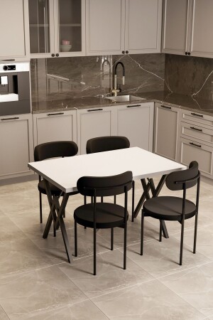 Trend 4-Person Kitchen Table Set White-Black-Black - Evdemo