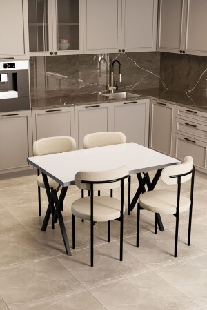Trend 4-Person Kitchen Table Set White-Cream-Black - Evdemo