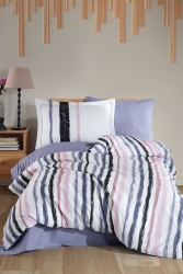 Trend Blue Single 100% Cotton Poplin Studio Duvet Cover Set NGO-77436 - Hobby