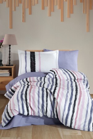 Trend Blue Single 100% Cotton Poplin Studio Duvet Cover Set NGO-77436 - Hobby