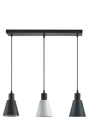 Trend Modern Dekoratif Cafe-mutfak Salon Antrasit Beyaz Siyah Renk 3 Lü Sıralı Sarkıt Avize TRENDSİYAH3LÜ - Modavize