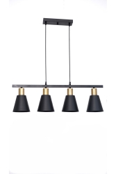 Trend Modern Design Black Color Antique Lampshade Cafe - Dining Table Top - Living Room - Kitchen 4-Piece Chandelier TRENDSIYAHS4LÜ - Fer Avize