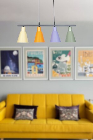 Trend Modern Metal Plaster Mix A Cream Pendant Lamp Cafe - Dining Table Top - Living Room 4-Piece Chandelier TRENDSIYAHS4LÜ - Fer Avize