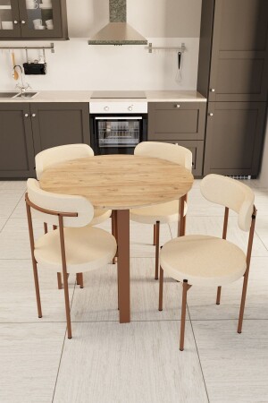 Trend Rundes Küchentischset Atlantic Pine-Cremebraun - Evdemo