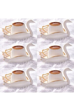 Trend Swan Set mit 6 vergoldeten Kaffeetassen aus Porzellan, Familie08 - family kitchen