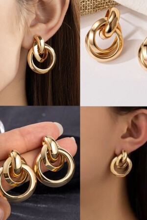 Trend Women's Luxury Gold Color Nested Circle Earrings - Diloshtrend Design