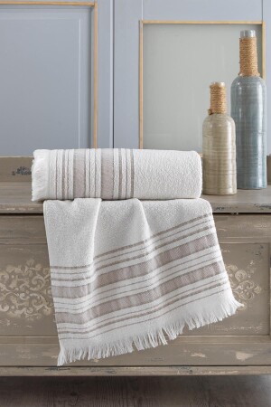 Trendiges Badetuch-Set 70x140 & 50x90 153-99-1138 - Zeynep Tekstil