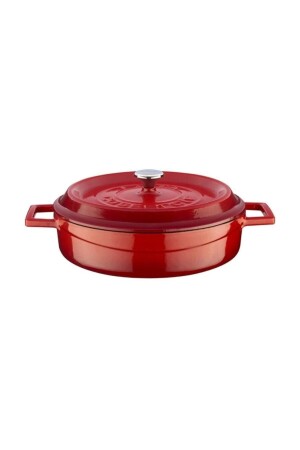 Trendy Cast Iron 28cm Red Flat Pot Lv Y St3 28 Yk3 1101326. 0005 - Lava
