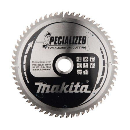 Trennscheibe für Aluminium MAKITA 165x20x1,8mm T60 5° - Makita Accessories